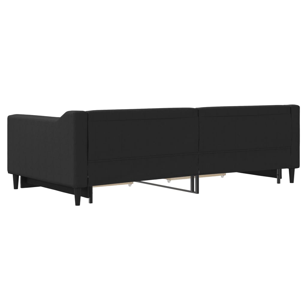 fekete kihúzható szövet heverő fiókokkal 100 x 200 cm