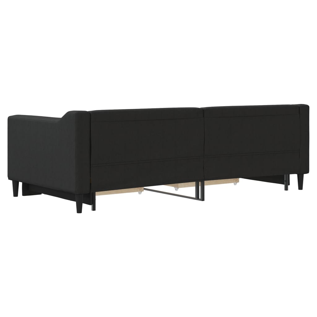 fekete kihúzható szövet heverő fiókkal 90 x 190 cm