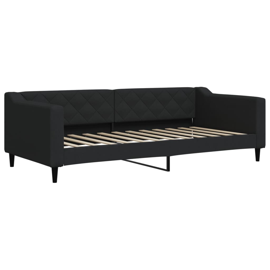 fekete kihúzható szövet heverő fiókokkal 90 x 200 cm