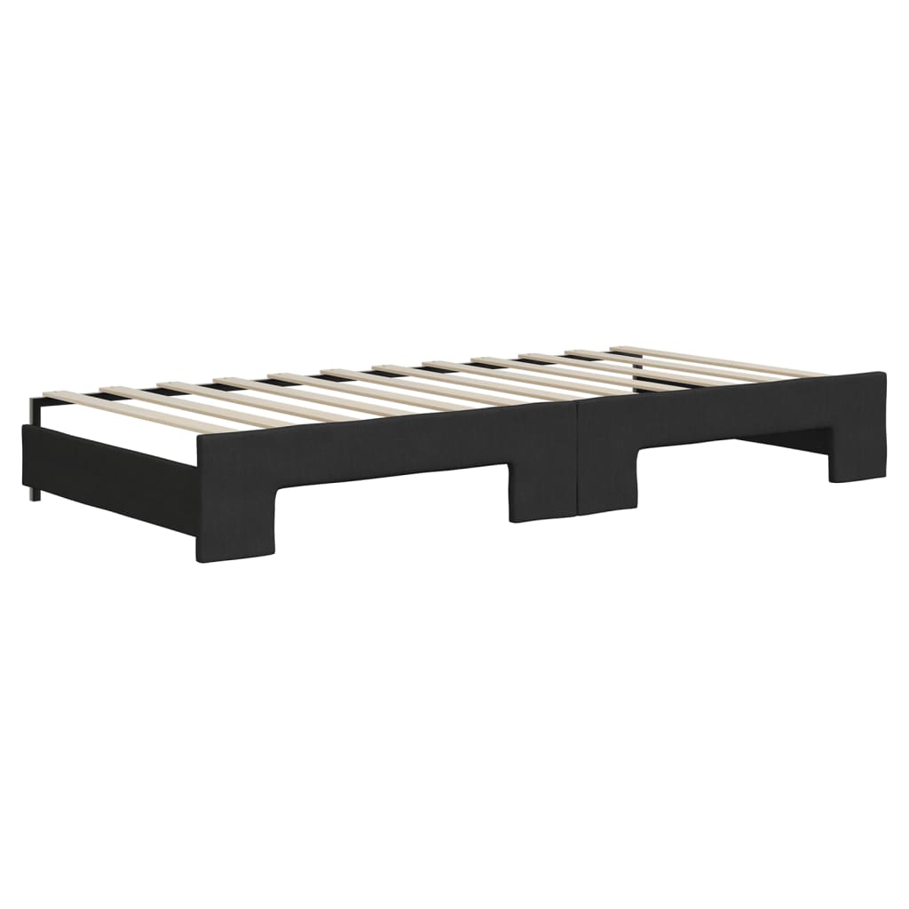 fekete kihúzható szövet heverő fiókokkal 90 x 200 cm