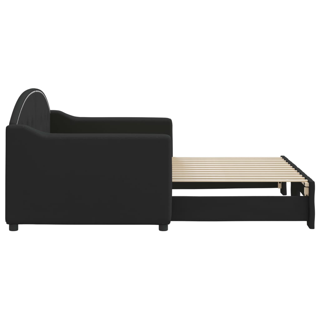 fekete kihúzható szövet heverő 80 x 200 cm