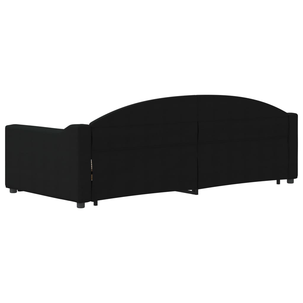 fekete kihúzható szövet heverő fiókokkal 90 x 200 cm