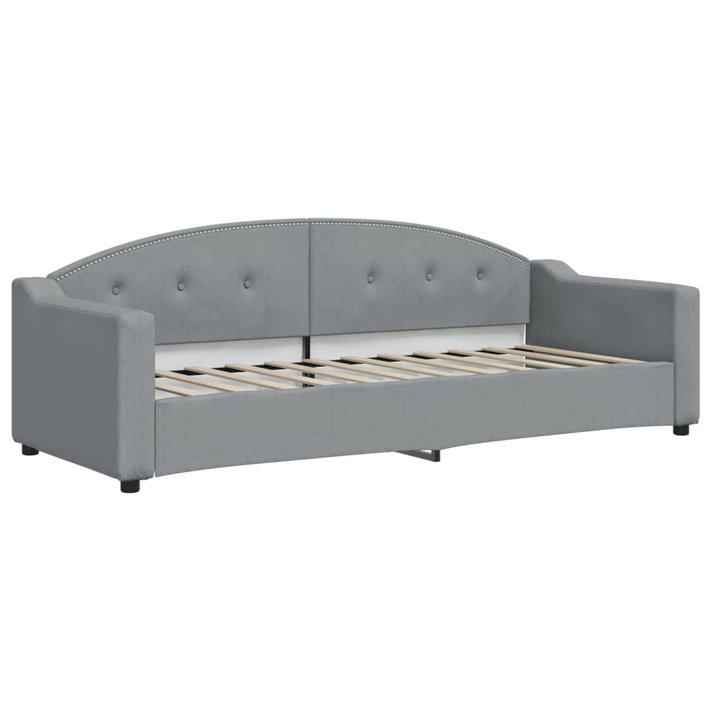 világosszürke kihúzható szövet heverő fiókokkal 80 x 200 cm