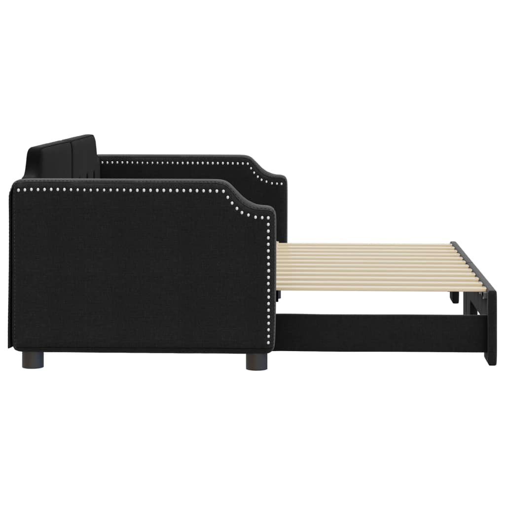 fekete kihúzható szövet heverő 90x200 cm