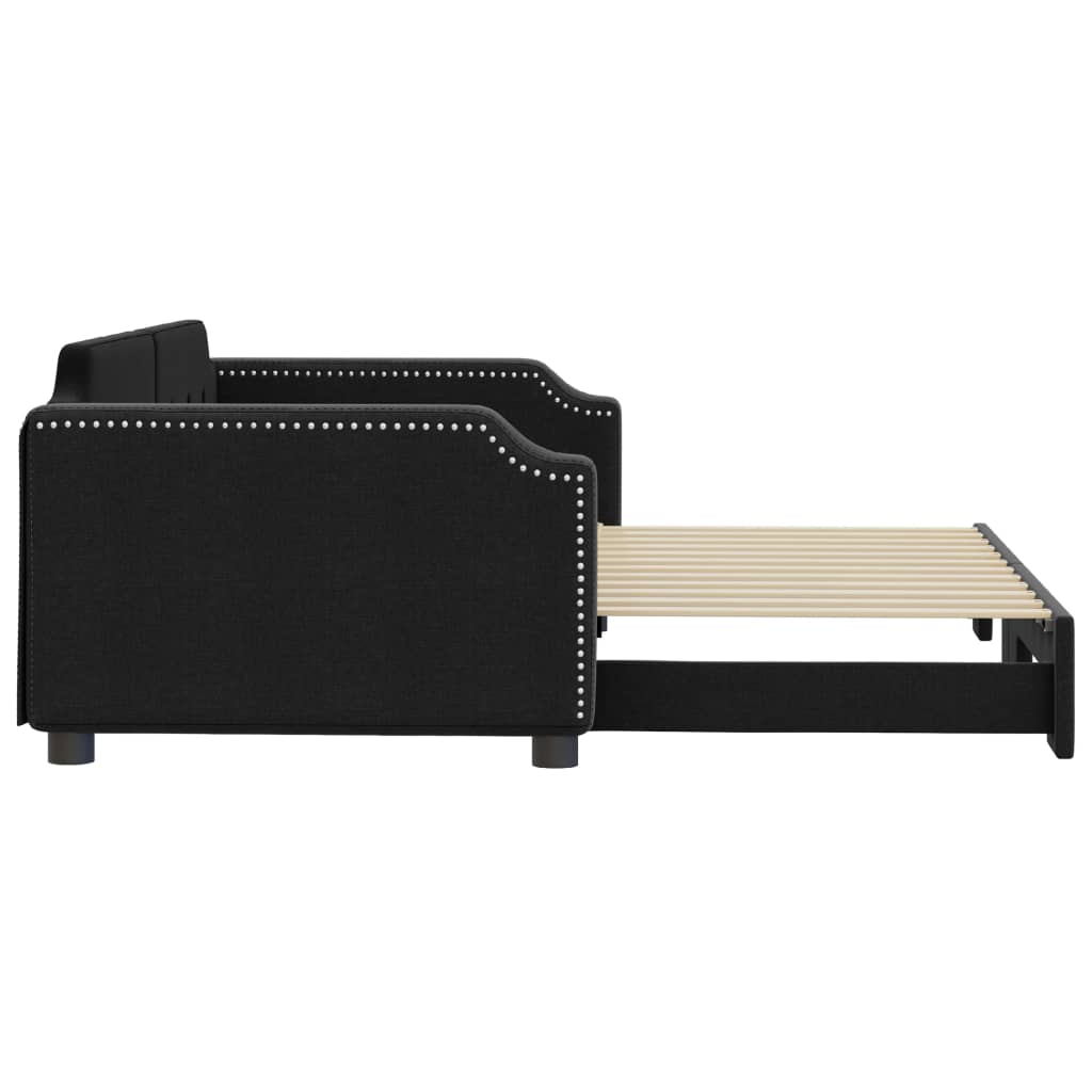 fekete kihúzható szövet heverő 100 x 200 cm