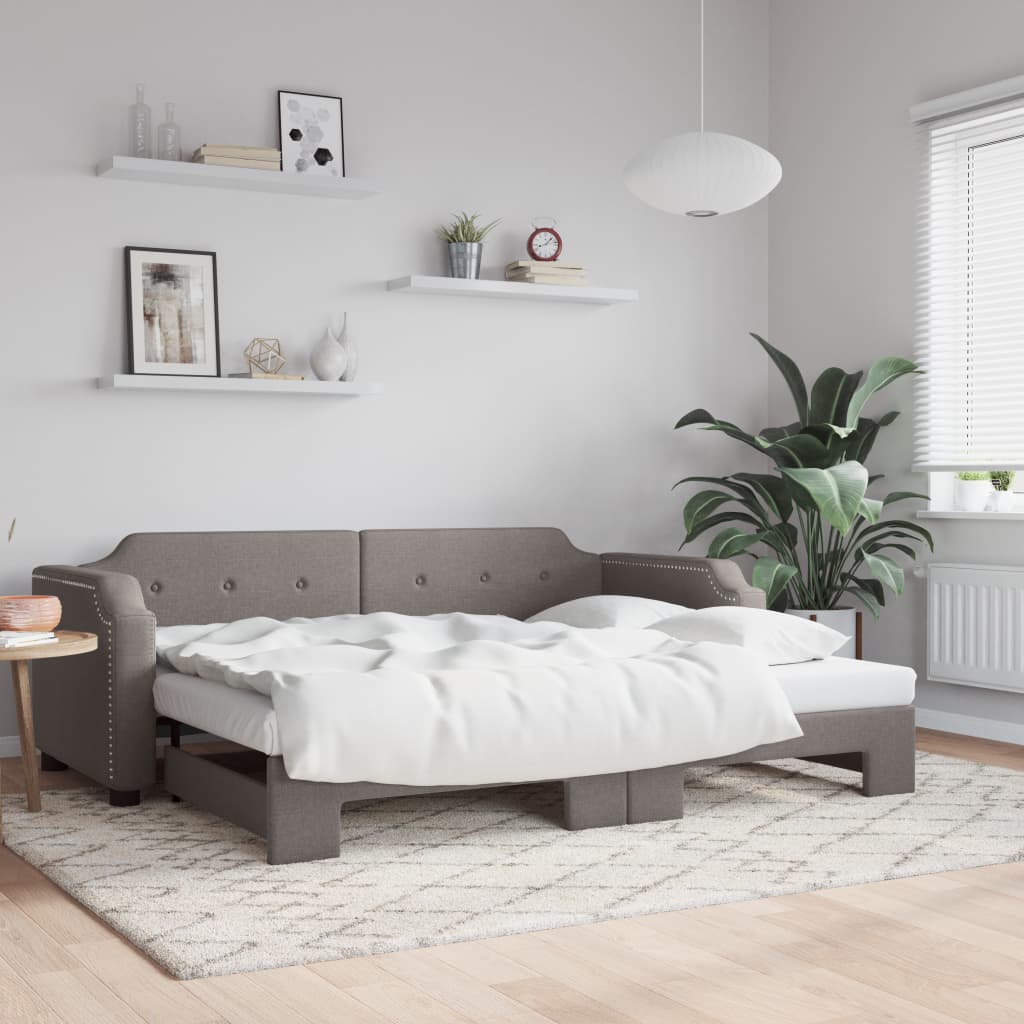 tópszínű kihúzható szövet heverő 100 x 200 cm