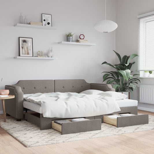tópszínű kihúzható szövet heverő fiókokkal 90 x 200 cm