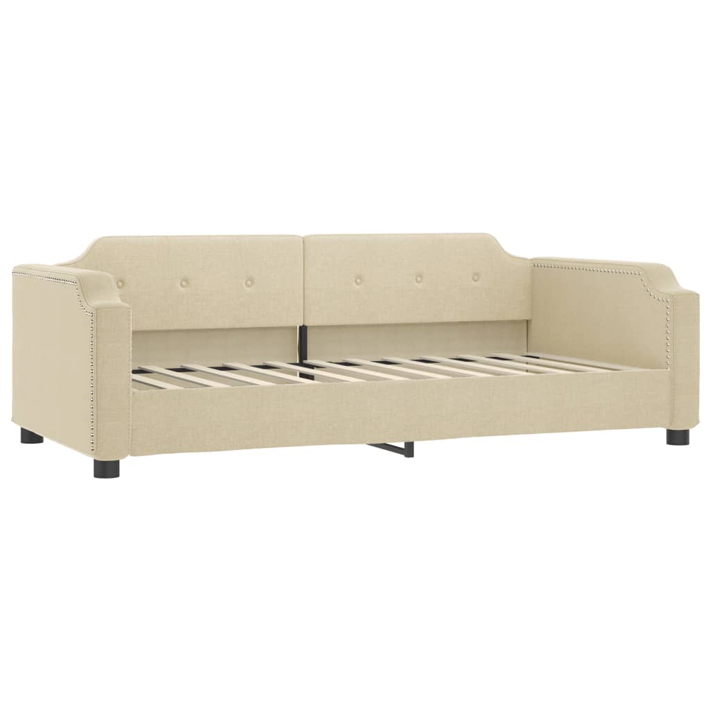 krémszínű kihúzható szövet heverő fiókokkal 80 x 200 cm