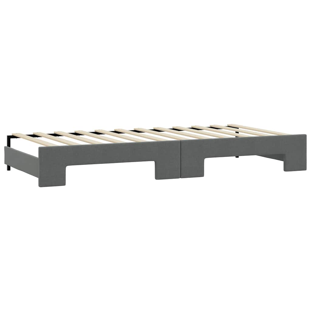 sötétszürke kihúzható szövet heverő fiókokkal 90 x 200 cm