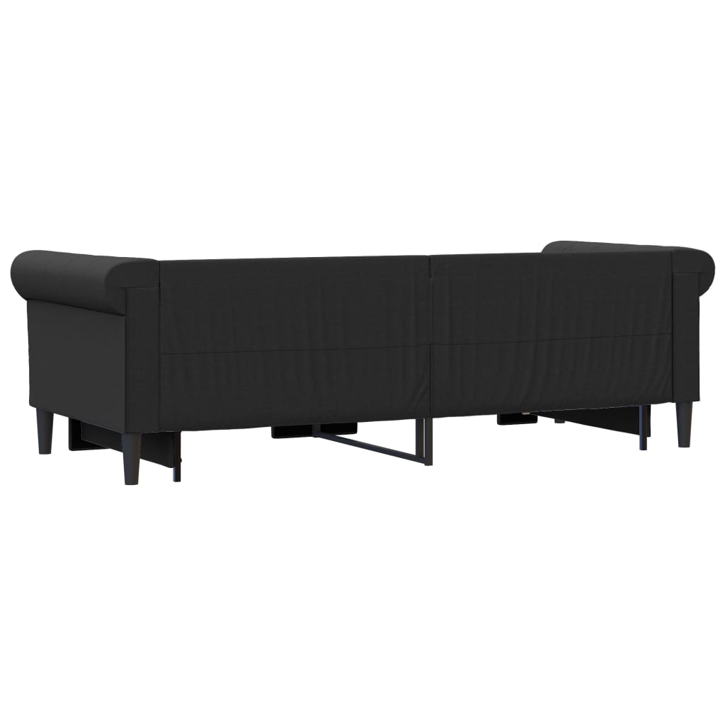 fekete kihúzható műbőr heverő 90 x 200 cm