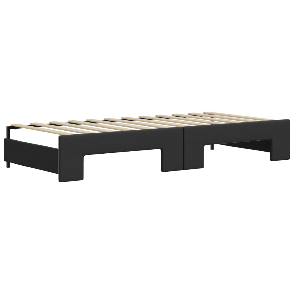 fekete kihúzható műbőr heverő matraccal 90 x 200 cm
