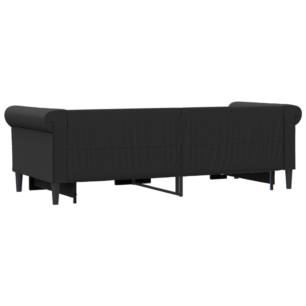 fekete kihúzható műbőr heverő fiókkal 90 x 200 cm
