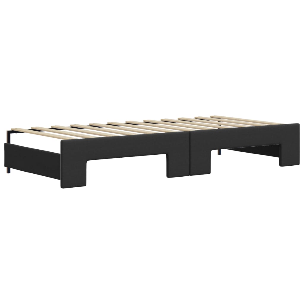 fekete kihúzható műbőr heverő fiókkal 90 x 200 cm