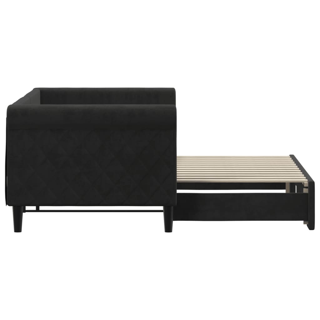fekete kihúzható bársony heverő 80 x 200 cm