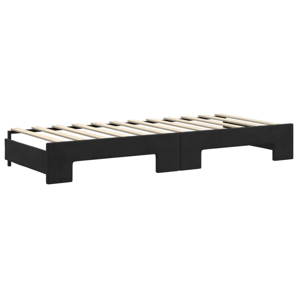 fekete kihúzható bársony heverő 80 x 200 cm