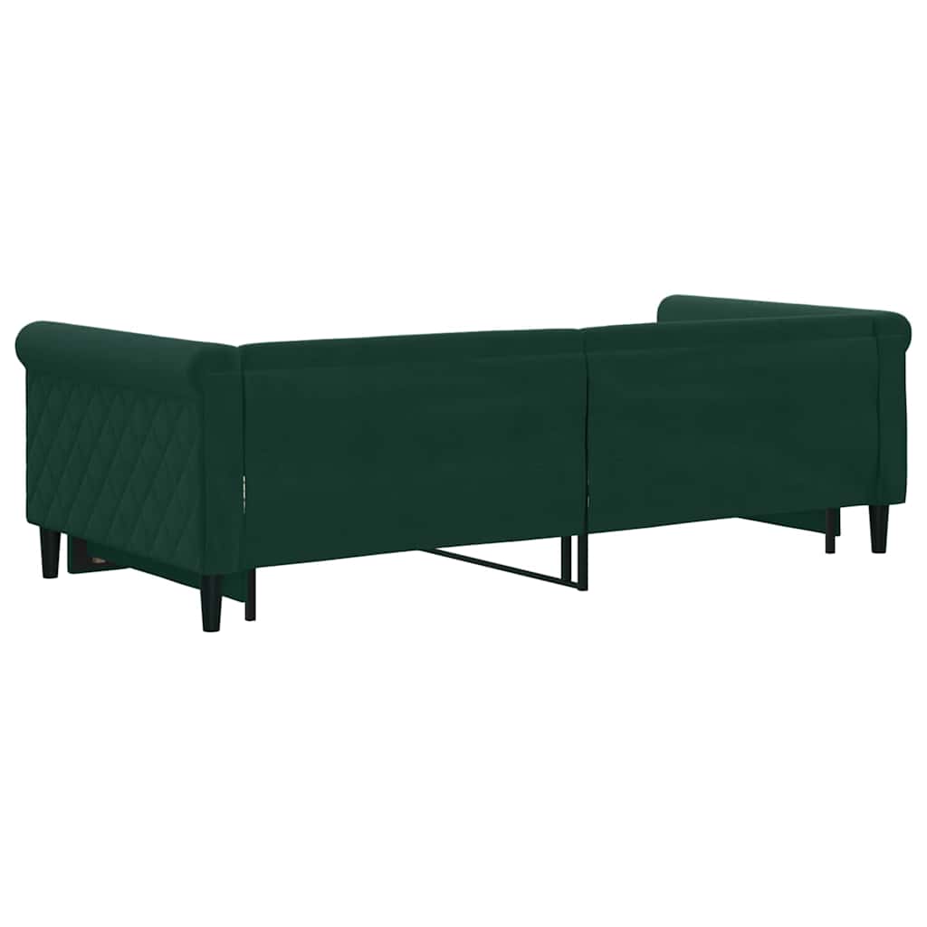 sötétzöld kihúzható bársony heverő 90 x 200 cm
