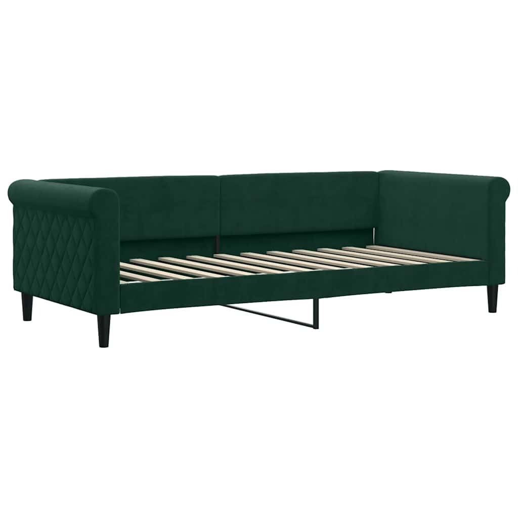sötétzöld kihúzható bársony heverő 90 x 200 cm