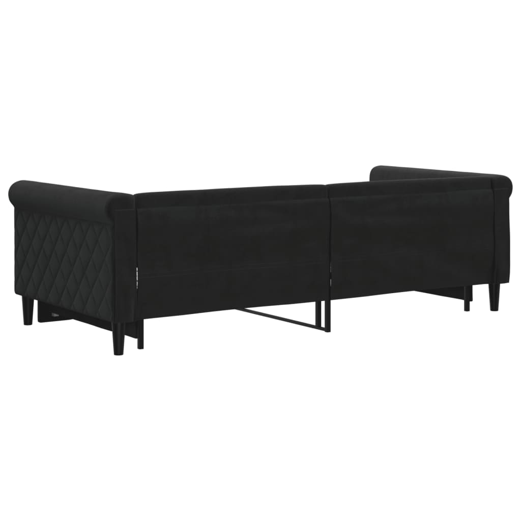fekete kihúzható bársony heverő 90x200 cm