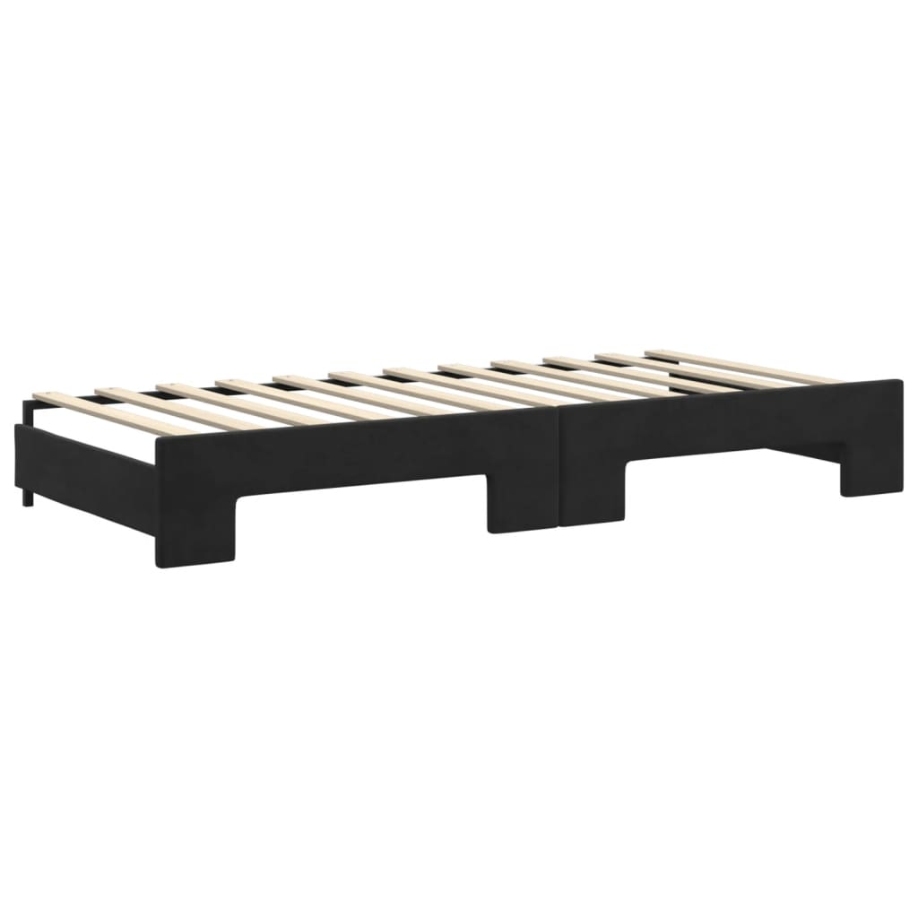 fekete kihúzható bársony heverő 90x200 cm