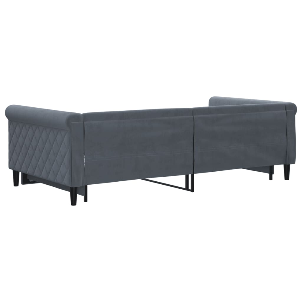 sötétszürke kihúzható bársony heverő 100 x 200 cm
