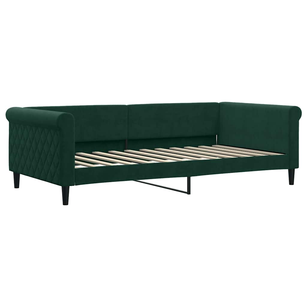 sötétzöld kihúzható bársony heverő 100 x 200 cm