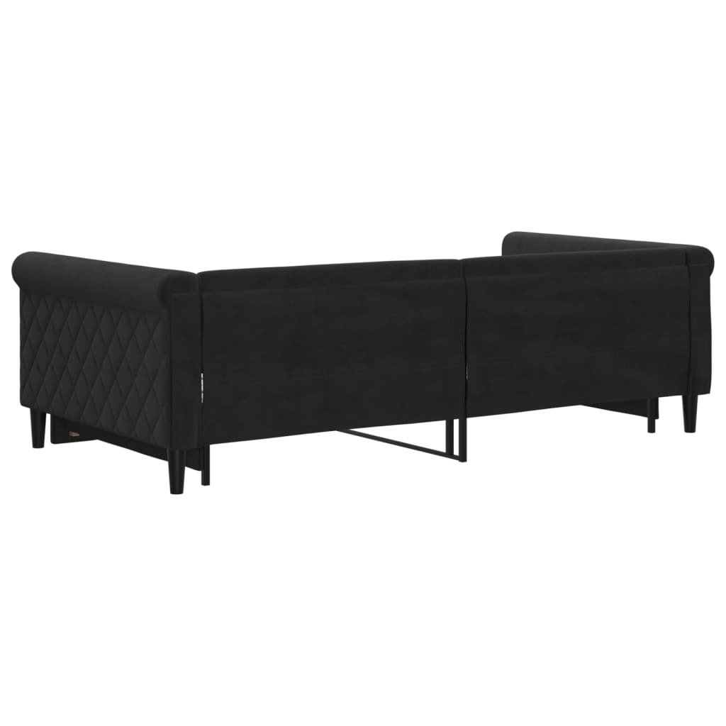fekete kihúzható bársonyheverő 100 x 200 cm