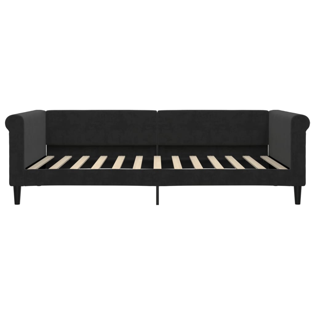 fekete kihúzható bársonyheverő 100 x 200 cm