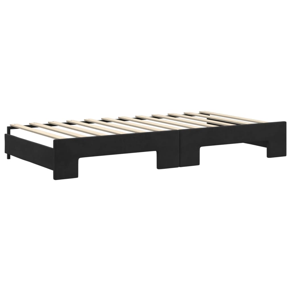 fekete kihúzható bársonyheverő 100 x 200 cm
