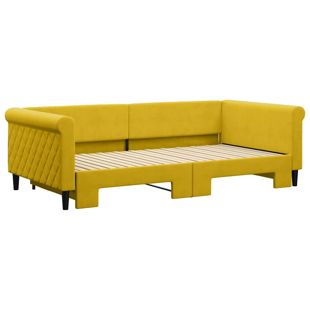 sárga kihúzható bársonyheverő 100 x 200 cm