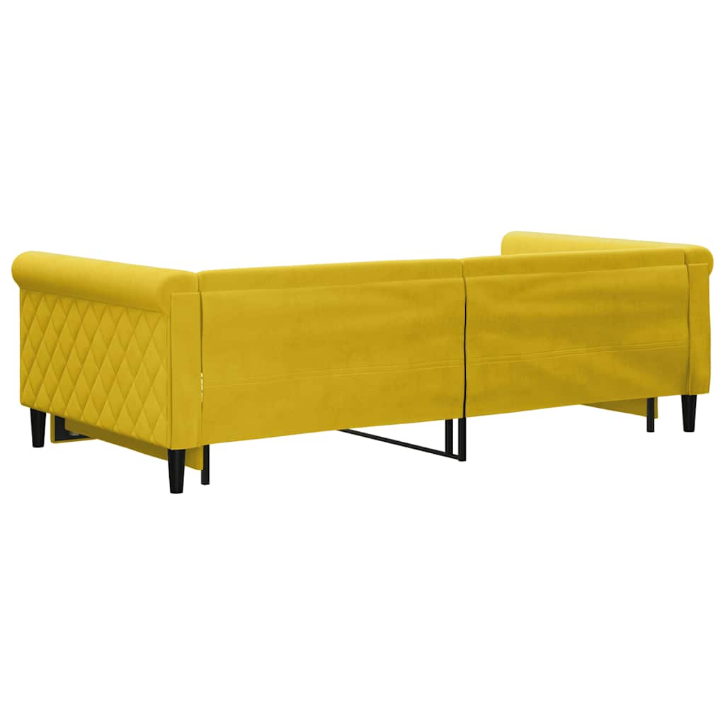 sárga kihúzható bársonyheverő 100 x 200 cm