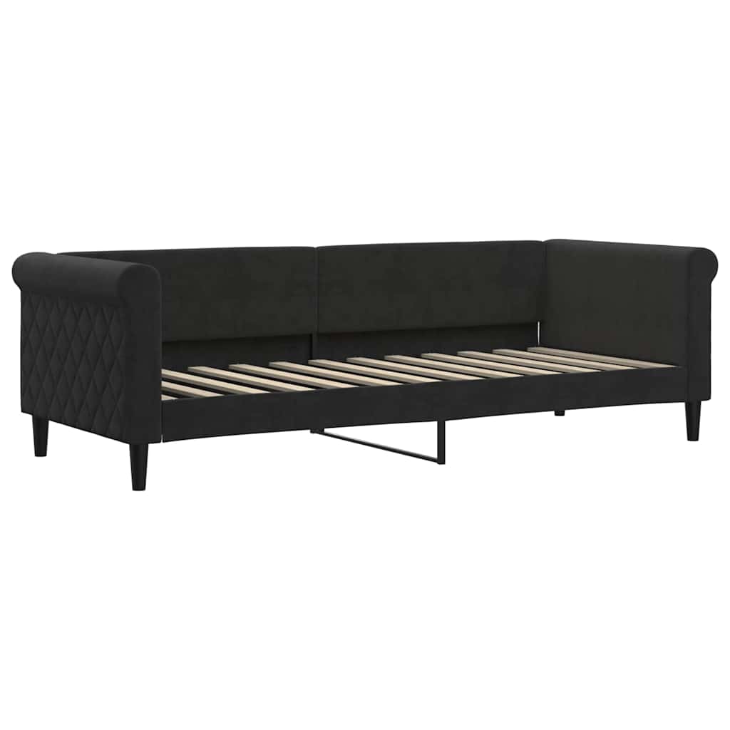 fekete kihúzható bársony heverő matraccal 80 x 200 cm