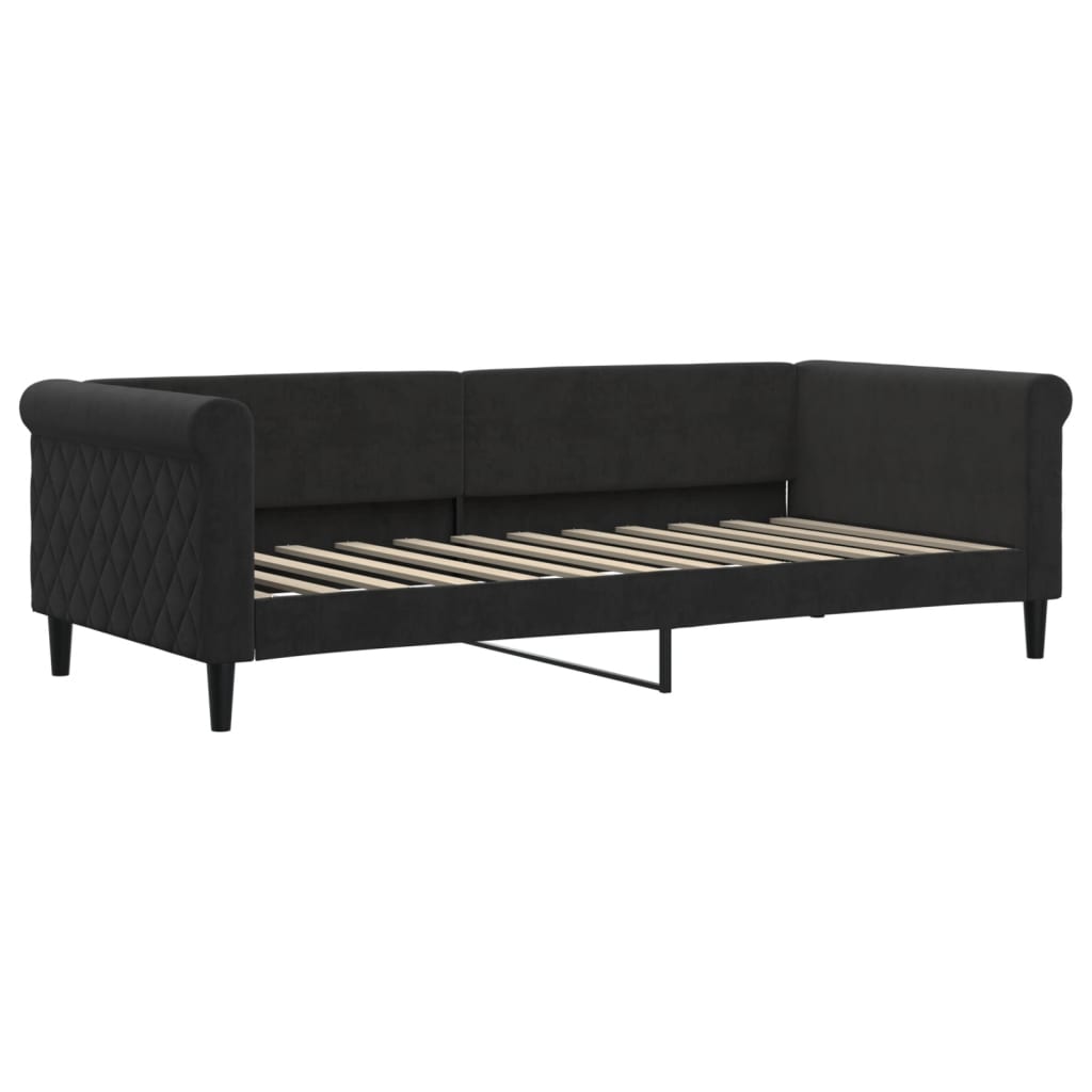 fekete kihúzható bársony heverő matraccal 90 x 200 cm