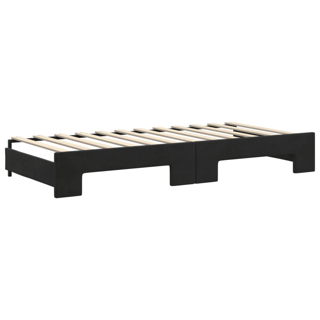 fekete kihúzható bársony heverő matraccal 90 x 200 cm