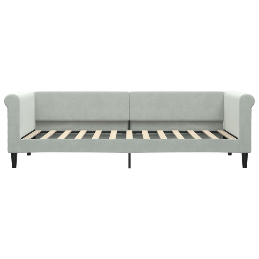 világosszürke kihúzható bársony heverő fiókkal 80 x 200 cm