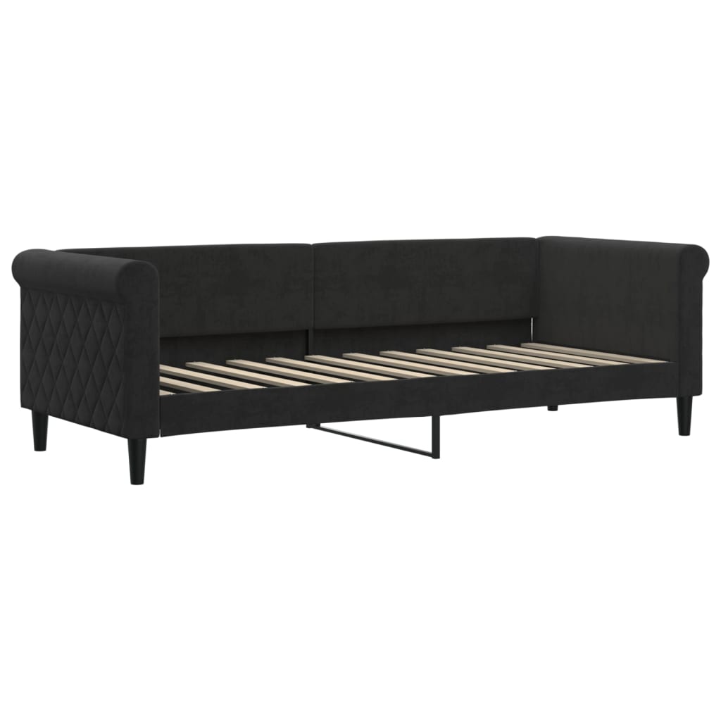 fekete kihúzható bársony heverő fiókkal 80 x 200 cm
