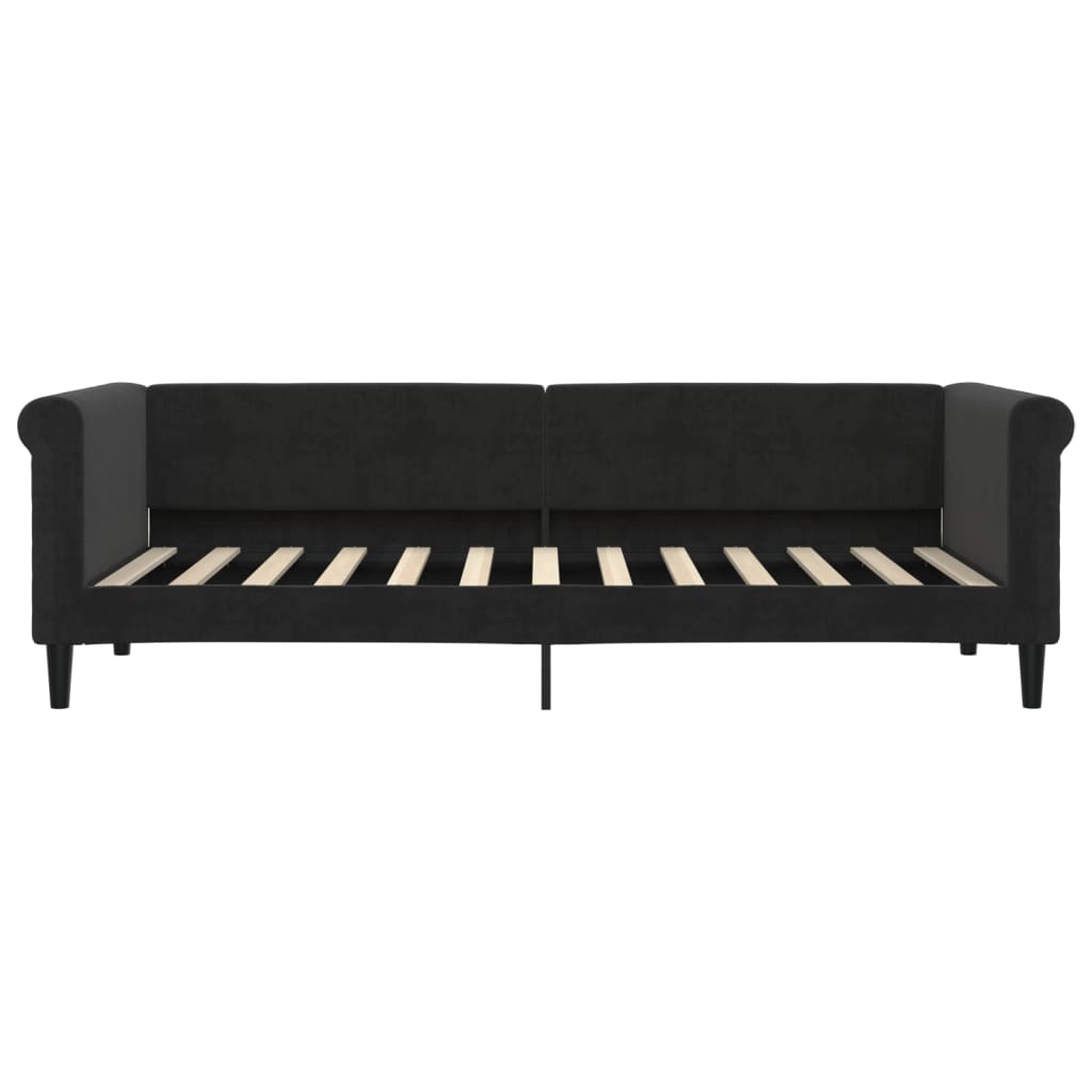 fekete kihúzható bársony heverő fiókkal 80 x 200 cm