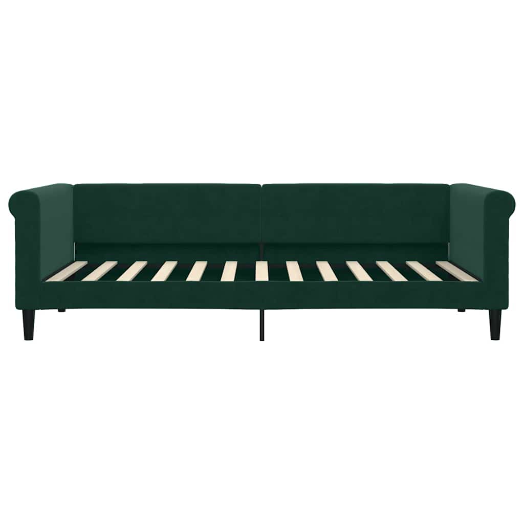 sötétzöld kihúzható bársony heverő fiókkal 90 x 200 cm