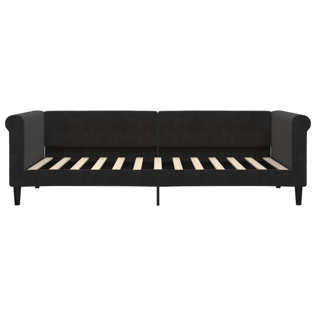 fekete kihúzható bársony heverő fiókkal 90 x 200 cm