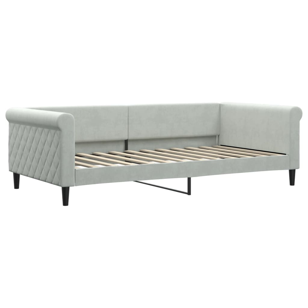 világosszürke kihúzható bársony heverő fiókkal 100 x 200 cm