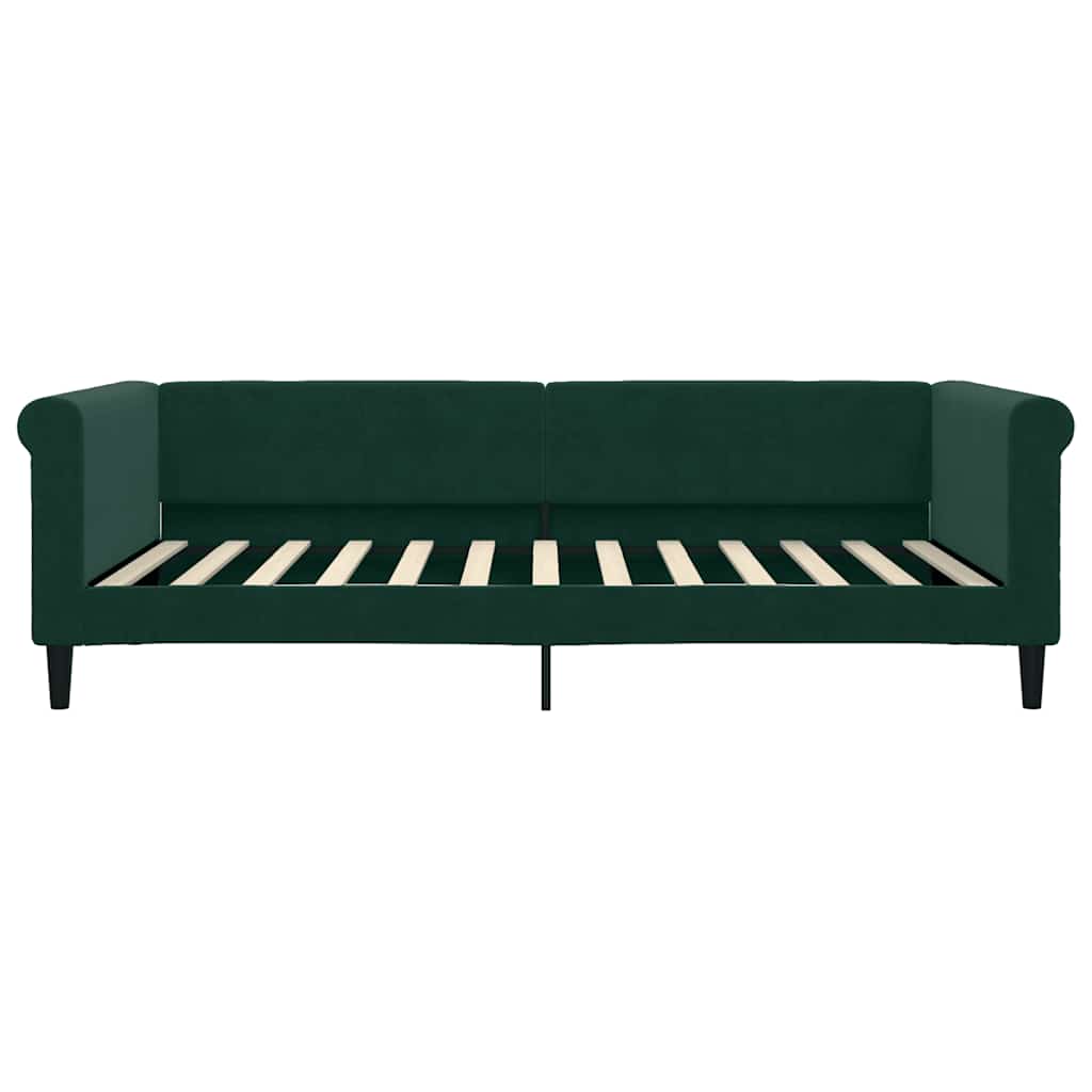 sötétzöld kihúzható bársony heverő fiókkal 100 x 200 cm