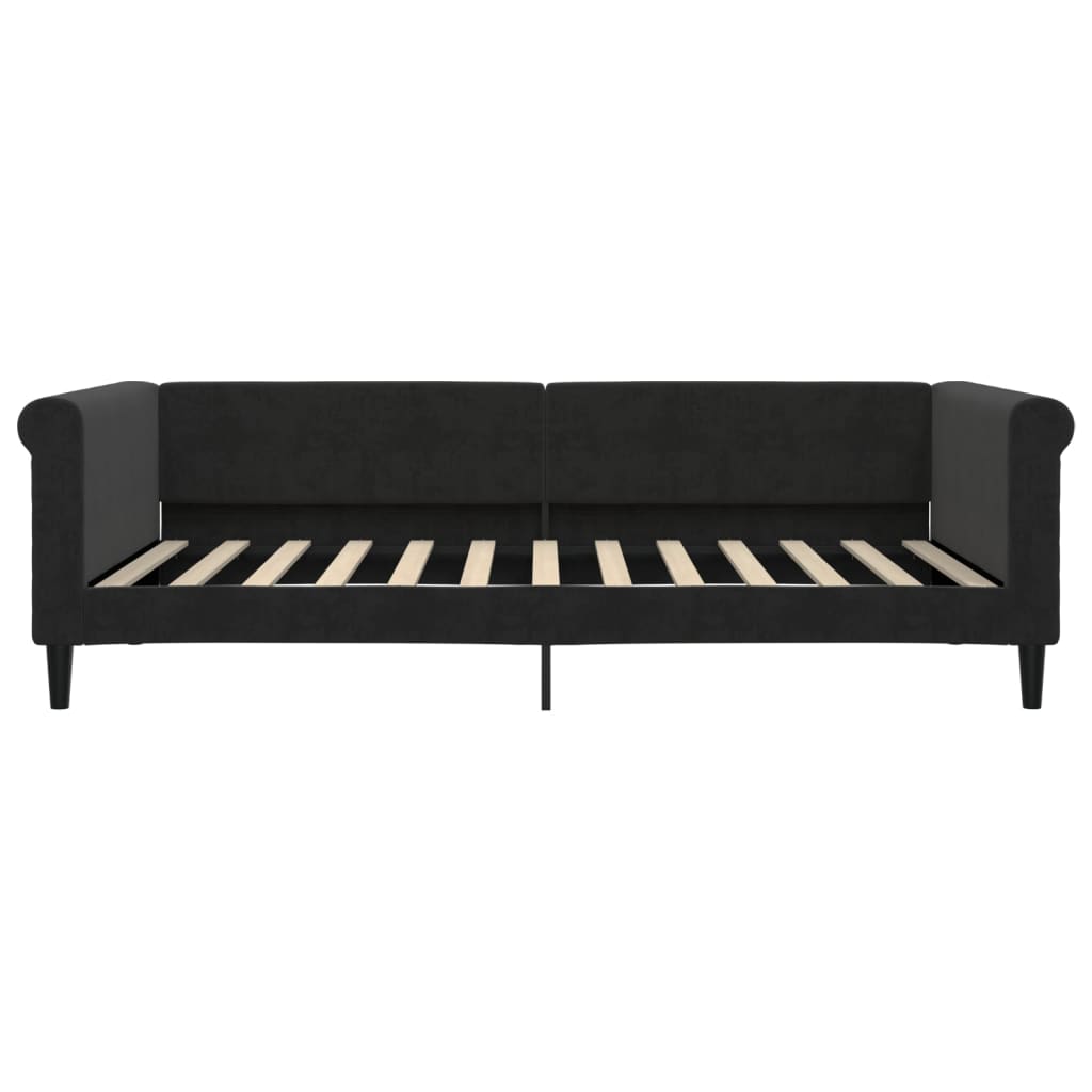 fekete kihúzható bársony heverő fiókkal 100 x 200 cm