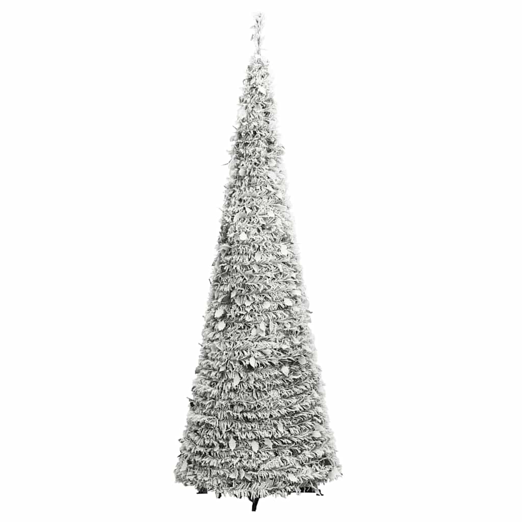 könnyen felállítható műkarácsonyfa hóval 100 LED-del 150 cm