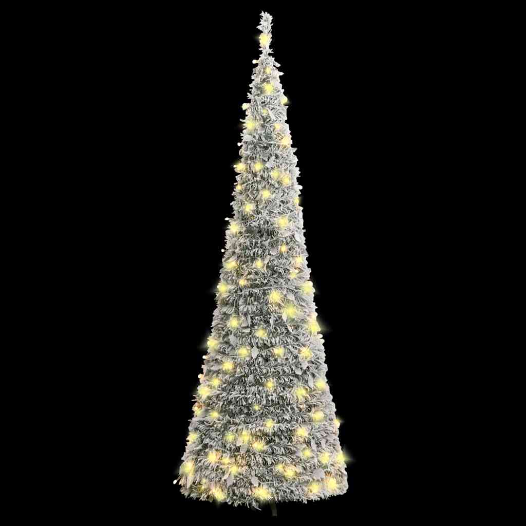 könnyen felállítható műkarácsonyfa hóval 150 LED-del 180 cm