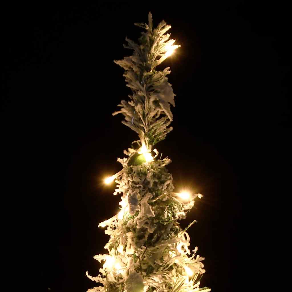 könnyen felállítható műkarácsonyfa hóval 200 LED-del 210 cm