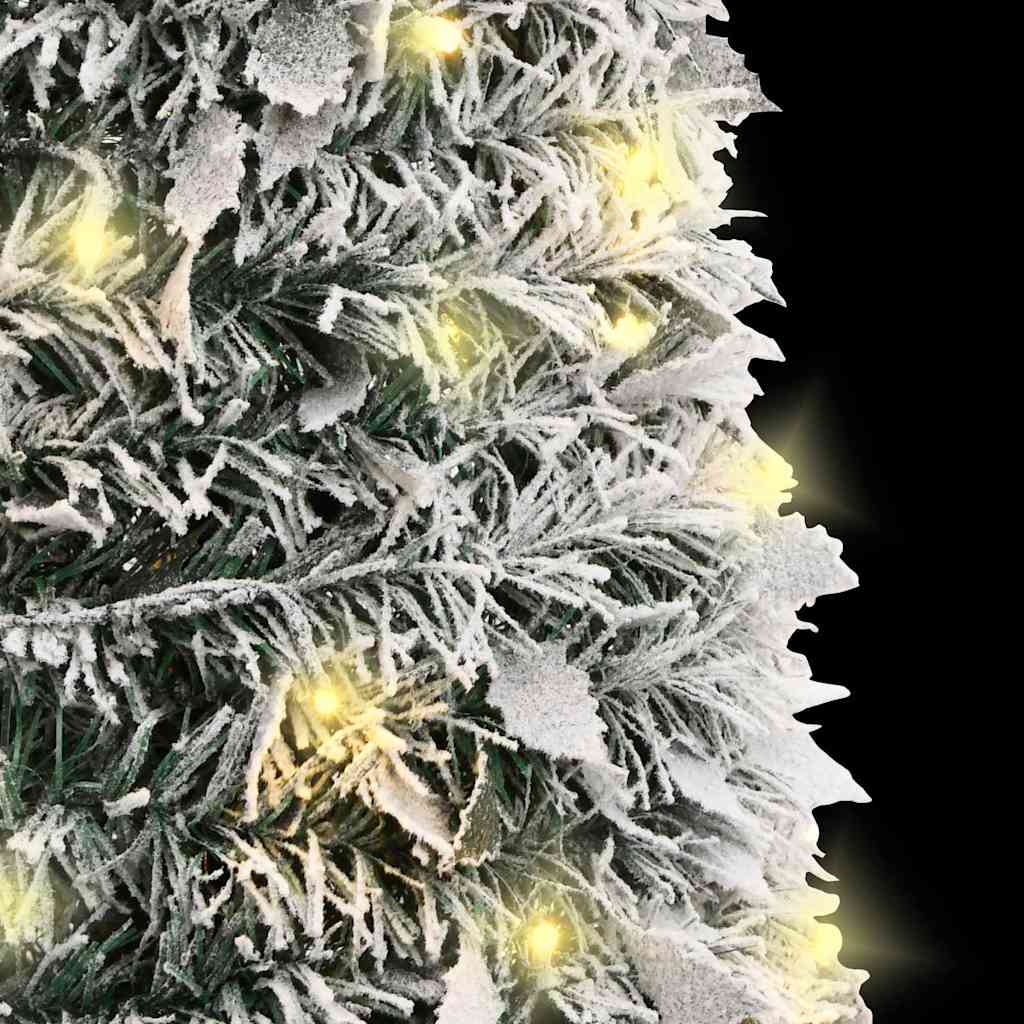 könnyen felállítható műkarácsonyfa hóval 200 LED-del 210 cm