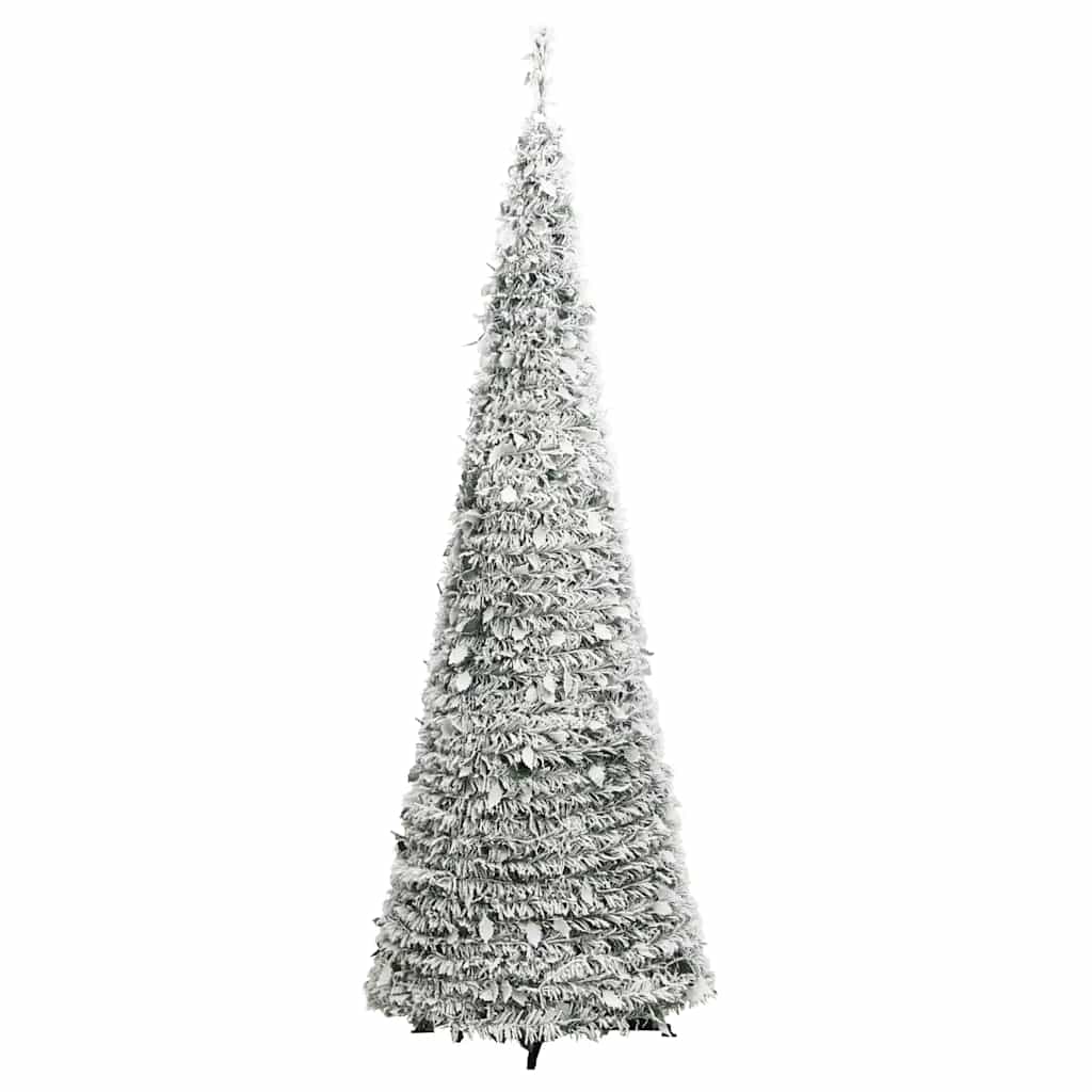könnyen felállítható műkarácsonyfa hóval 200 LED-del 210 cm