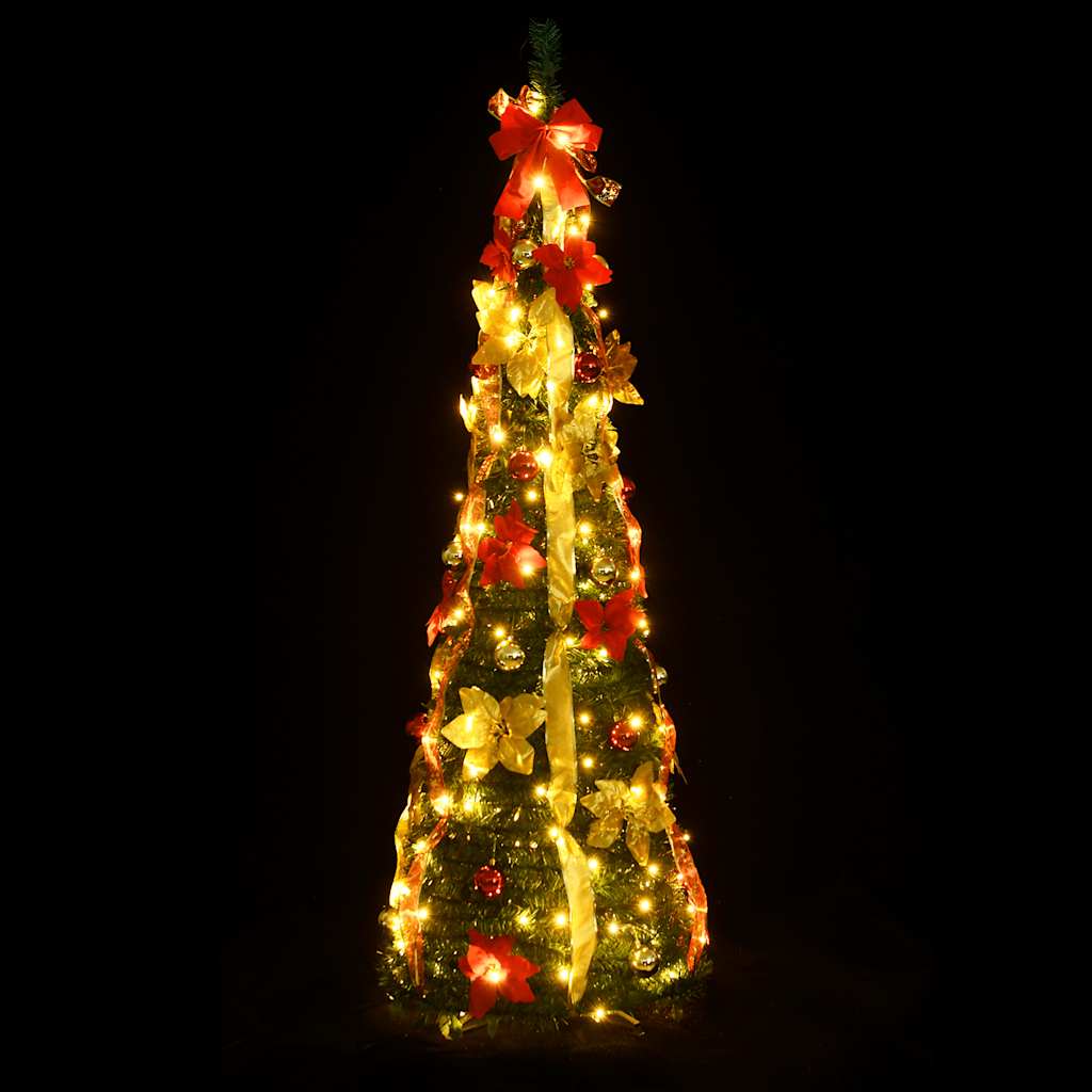 könnyen felállítható műkarácsonyfa 100 db LED-fénnyel 150 cm