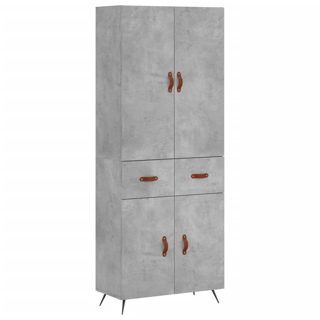 betonszürke szerelt fa magasszekrény 69,5 x 34 x 180 cm