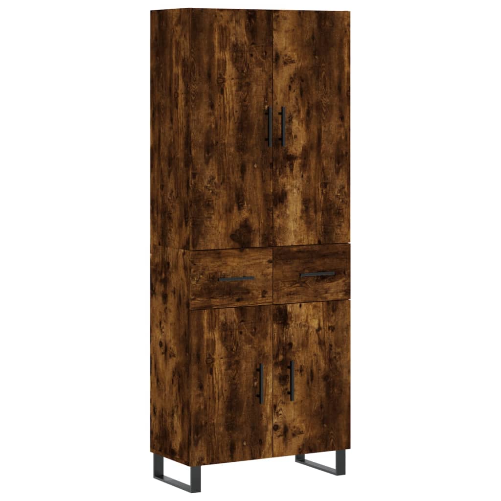 füstös tölgy színű szerelt fa magasszekrény 69,5 x 34 x 180 cm