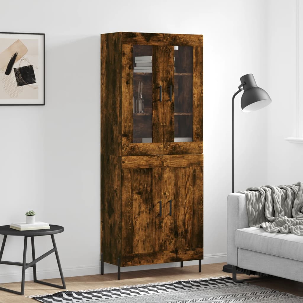 füstös tölgy színű szerelt fa magasszekrény 69,5 x 34 x 180 cm